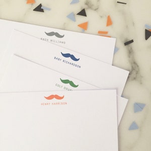 Mustache Baby Custom Stationary Boys Personalized Stationery Set of 20 Flat Note Cards image 4