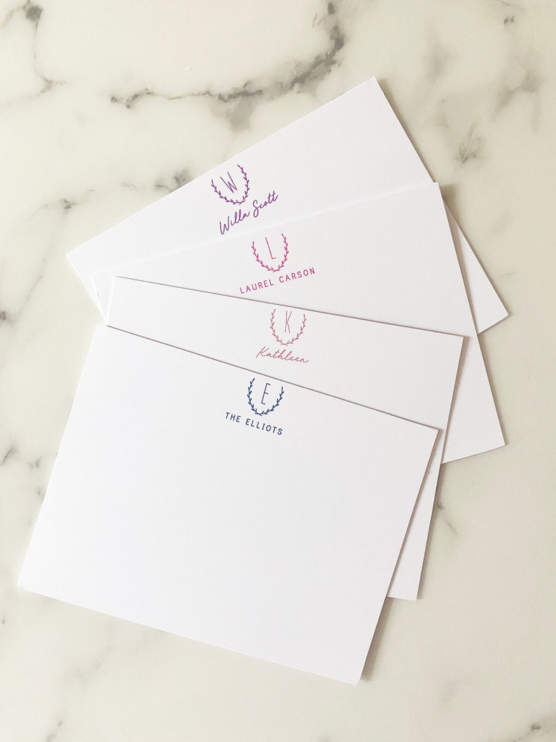 Initial Personalized Stationary Monogram Stationery Set of 20 Flat Note Thank You Cards image 4