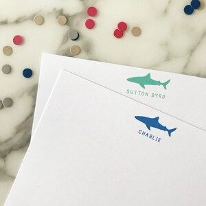 Hai Personalisiertes Briefpapier - Jungen Briefpapier Set von 20 Flat Note Dankeskarten