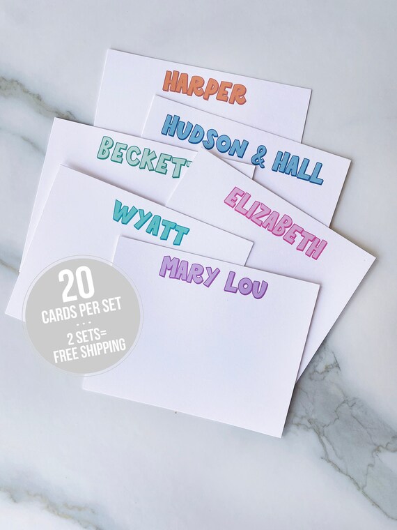 Personalized Stationary Bubble Shadow Stationery Kids Stationary Set Flat  Note Cards Thank You Notes for Kids Girls Boys Birthday 