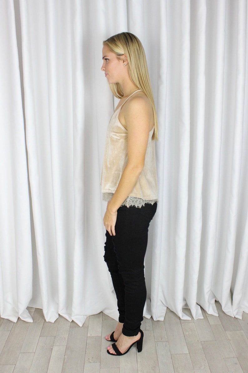 Lace Embrace Tank in Nude Velvet