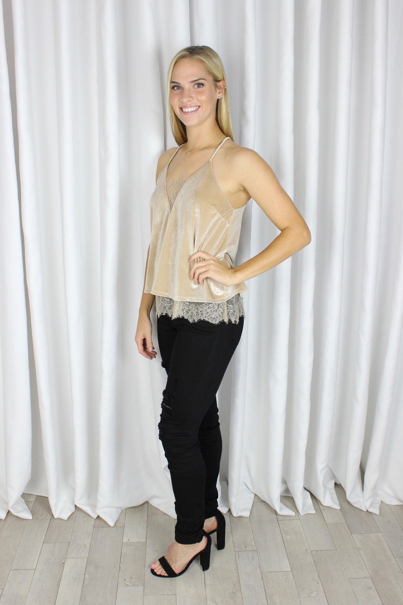 Lace Embrace Tank in Nude Velvet