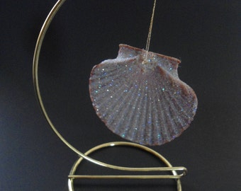 Christmas Ornaments Seashell Glitter: Irish Flat Seashell Beach Decor, Memento Gift