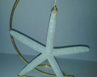 Starfish Seashell  Glitter Ornament   Bluish Ocean Breeze   Beach Chic   Nautical Centerpiece   Glitter Seashell Ornaments   Christmas