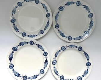 Vintage Ridgway Blue Floral Plates Set | English Ironstone Transferware Tableware