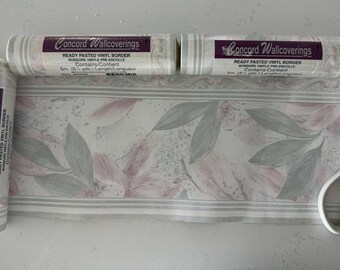 Vintage Floral Wallpaper Border | Sage Green Blush Pink Cottagecore (4 Rolls)