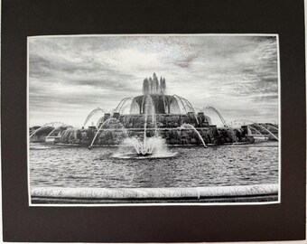 Chicago Buckingham Fountain Black & White Photo | Grant Park Wall Art Signed Print (COA)