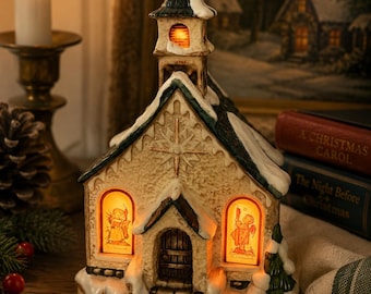 Vintage M.J. Hummel Angels Duet Illuminated Christmas Church Hawthorne