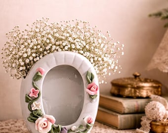 Vintage 1992 Ceramic Vase Frame Planter | Shabby Chic Cottagecore Decor