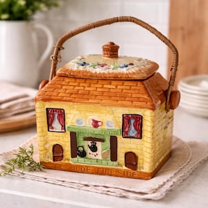 Barril para galletas Vintage Price Bros Cottage Ware, Ye Olde Fireside Cookie Tar