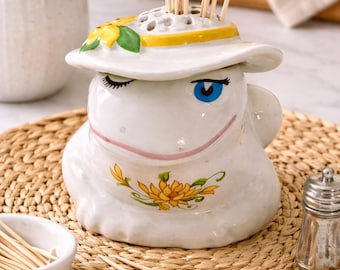 Vintage Avon Frog Pomander 1980 | Hand-Painted Ceramic Potpourri Holder Brazil