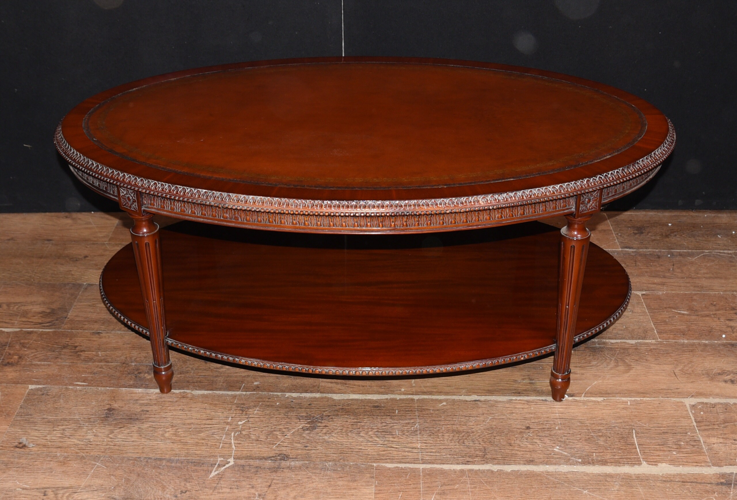 Regency Oval Coffee Table Mahogany Leather Top Tables Etsy - Regency Oval Coffee Table Mahogany Leather Top Tables Etsy