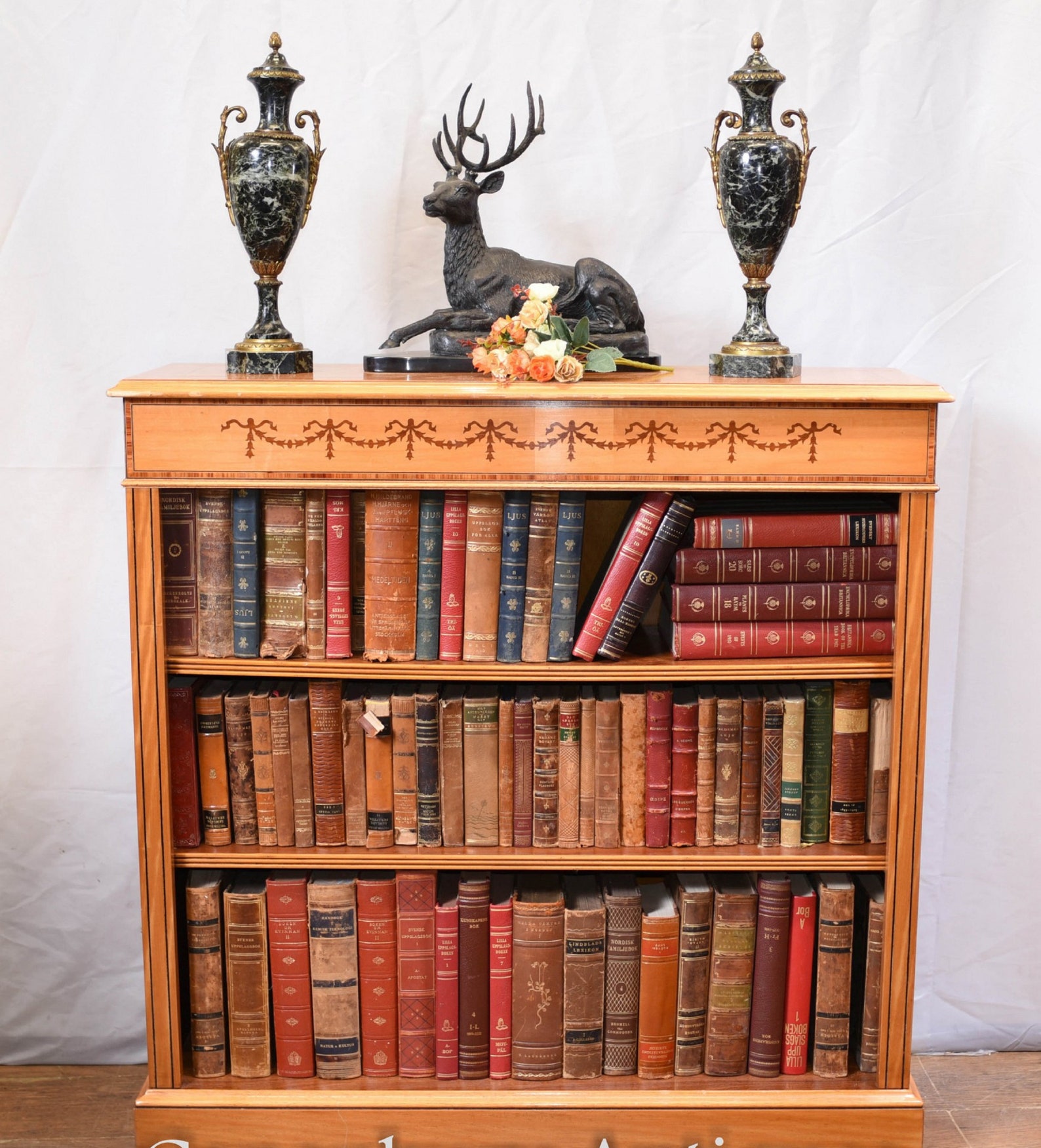 Satinwood Open Bookcase Regency Bookcases Sheraton Inlay Etsy
