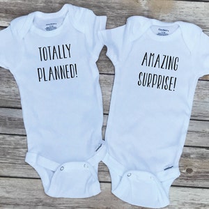 Totally Planned Twin Onesies® -I Was Planned - Photo Prop Bodysuits - Twin Shirts - Twin Siblings - Twin Gift Idea - Baby Shower