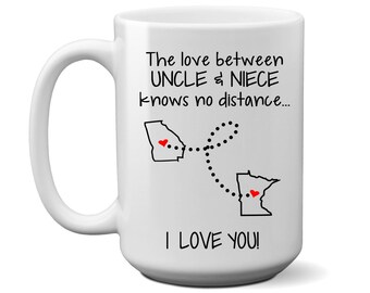 State to State Coffee Mug - Uncle Niece Gift - Long Distance Uncle Mug - Gift for Niece - Moving Away Gift