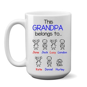 Grandpa Gift, Grandpa Belongs To Custom Name Mug, Personalized with Grand kids Names