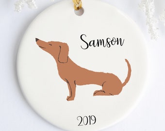 Daschund Custom Dog Name Ornament, Dog Breed Gift
