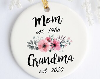 New Grandma Ornament Pregnancy Announcement, Promoted to Nana, Est Coffee Mug Mother's Day Gift