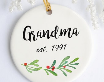 Personalized Grandma Established Ornament, Keepsake Grandparent Gift, Grandma gift from Kids, Custom Ornaments