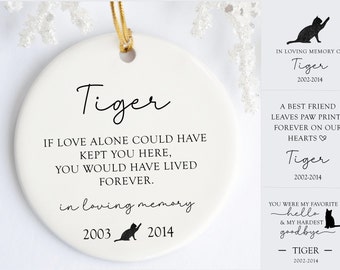 Adorno conmemorativo de gato, adorno de Navidad conmemorativo de gato personalizado, recuerdo de pérdida de gato personalizado, regalo de simpatía de mascotas, duelo de gato