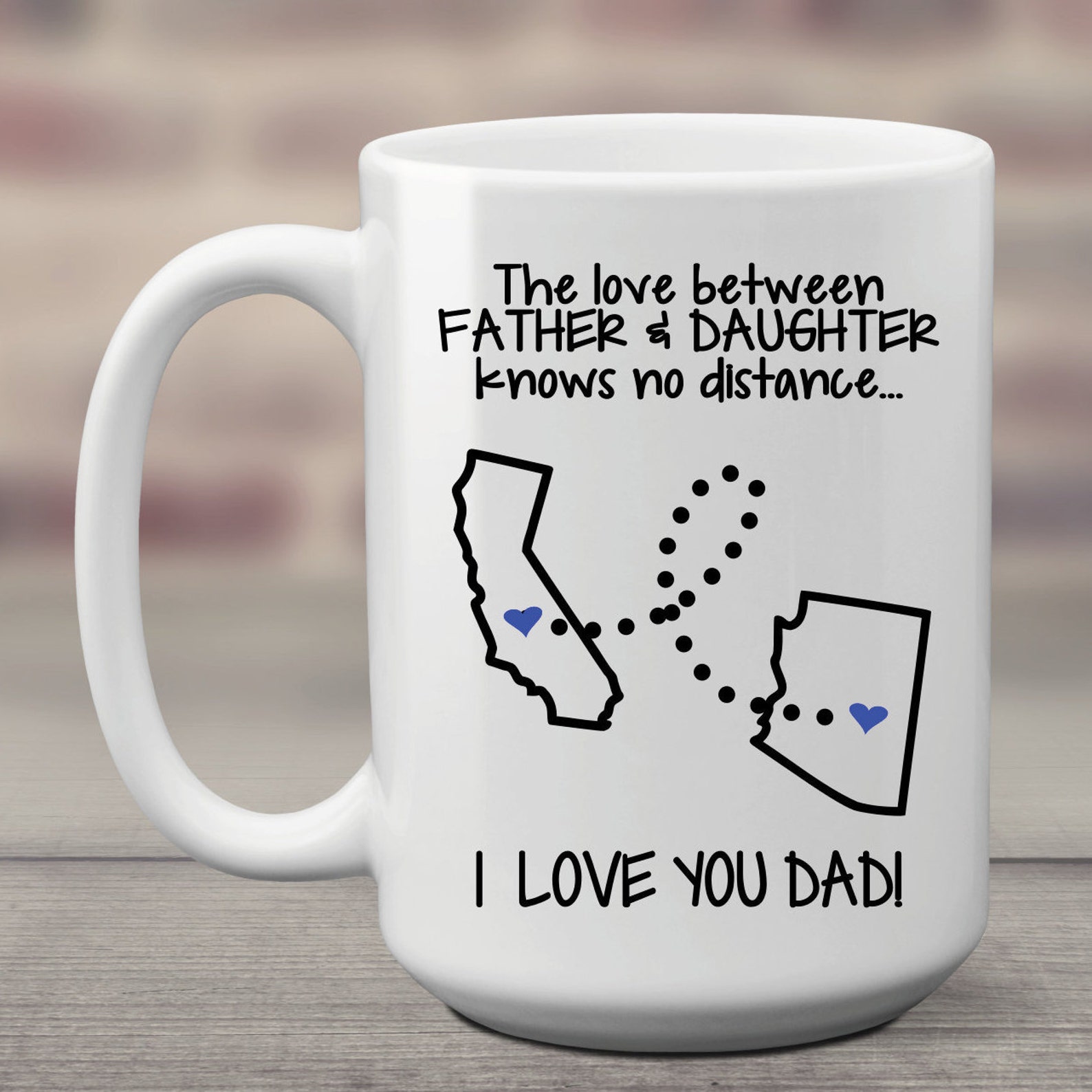 Fathers Day Gift From Daughter Coffee Mug Two States Dad | Etsy