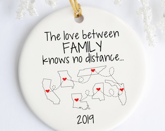 Multiple States Ornament, Love Between Family Knows no Distance, State Ornament