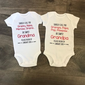 First Grandchild Baby Bodysuit - Cute Pregnancy Announcement Outfit For Grandparents