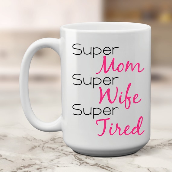 White Ceramic Mug Super Mummy Design