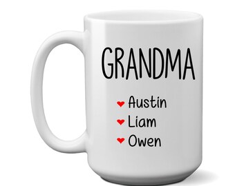 Personalized Grandma Coffee Mug – Grandchildren Names, Mother's Day Gift