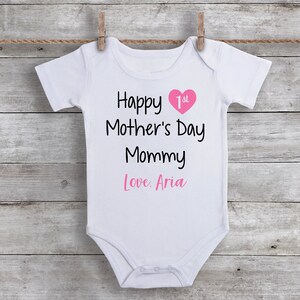 Happy Mother&#39;s Day Mommy - Baby Mother&#39;s Day Shirt Bodysuit - Our First Mother&#39;s Day - Gift from Daughter - Baby Girl Clothing