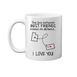 The Love Between Best Friends Knows no Distance Kaffeetasse - Beste Freunde Geschenkidee 11 oz