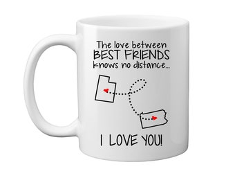 The Love Between Best Friends Knows no Distance Coffee Mug - Best Friends Gift Idea 11 oz