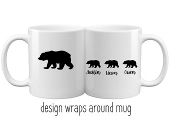 Mama Bear Baby Bear Coffee Mug, Personalized with Names