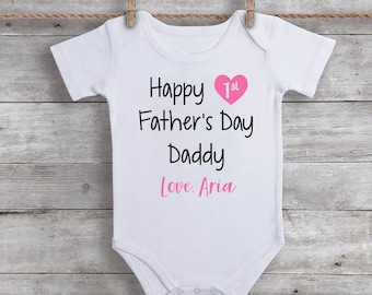 Happy Father's Day Daddy - Baby Father's Day Shirt Bodysuit - Our First Fathers Day - Gift from Daughter - Baby Girl Clothing