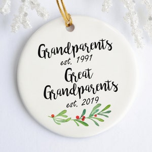 Great Grandparents Pregnancy Announcement, Promoted to Great Grandparents, Est Ornament