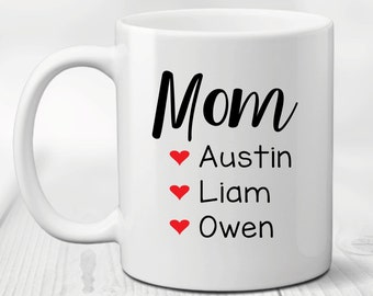 Mom Mug Personalized with Kids Names, Christmas Gift Idea, Mother's Day