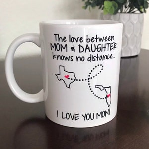 Mother's Day Coffee Mug Mom Daughter Gift State to State 11 oz Long Distance Cup Moving Away Gift Gift for Mom image 1