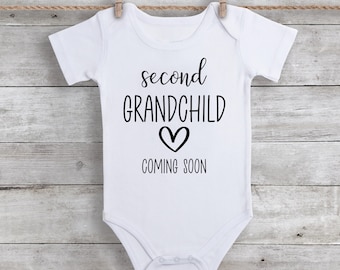 Baby Announcement Onesie® to Grandparents, Second Grandbaby Pregnancy Announcement Bodysuit, Cute Grandparent Reveal Announcement