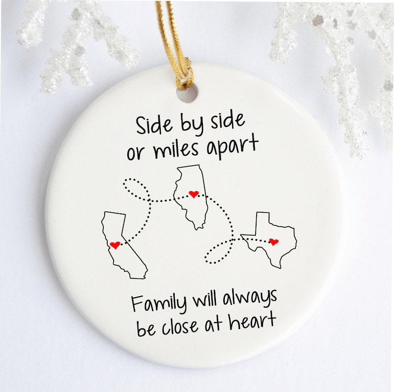 Side by Side or Far Apart Family Ornament