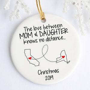 Gift For Dad from Daughter Long Distance Ornament Father Daughter State to State Going Away Gift Any Title and states MOM & DAUGHTER