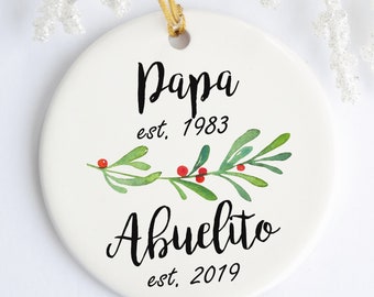 New Abuelito Ornament. Promoted to Abuelo, Pregnancy Announcement Gift