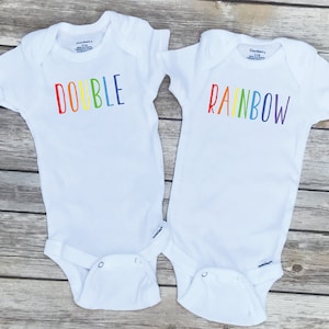 Twin Onesies® - Rainbow Baby Double Rainbow - IVF Twins Onesies® - Twin Outfits - Twin Gift Idea