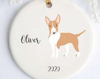 Bull Terrier Dog Breed Ornament, Custom Name and Year. Keepsake