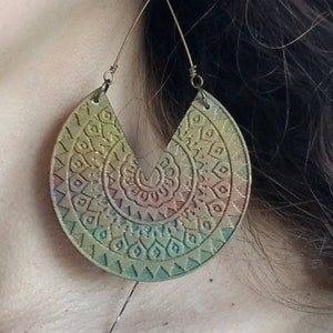 Wood Earrings, Large Afrocentric Wood Earrings, Large Wood Earrings with Bohemain Vibe, Large Mandala Hoop Earrings for Women