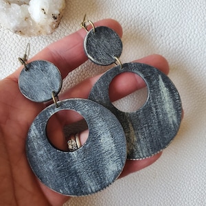 Oversized Wood Hoop Earrings – Western Dangles with Fringe Details