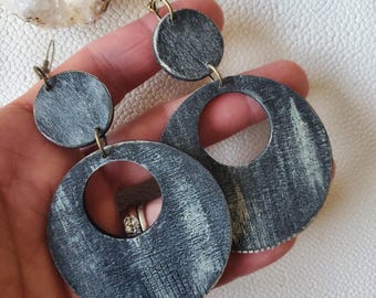 Oversized Wood Hoop Earrings – Western Dangles with Fringe Details