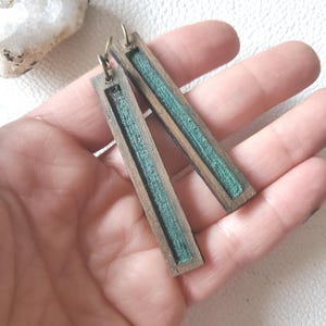 Long Wood Earrings: Simple, Lightweight Dangles, Tourquoise Minimalist Jewelry, Boho Vibes