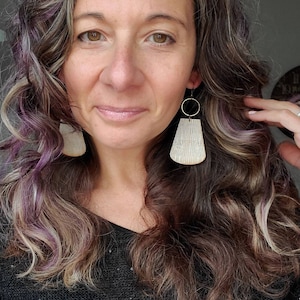 Stylish Hoop Earrings with Boho Vibe - Metal & Wood Earrings - Handmade Jewelry