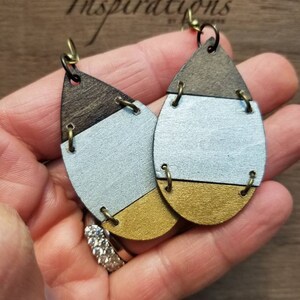 Lightweight Wood Dangle Earrings, Neutral Teardrop Earrings, Unique Everyday Earrings for Women