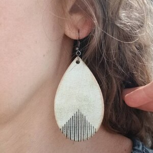 Western Dangle Earrings with Fringe - Unique Wood Earrings - Teardrop Earrings with Boho Vibes